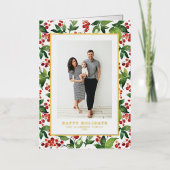 水色の果実と緑の写真 箔シーズンカード (正面)