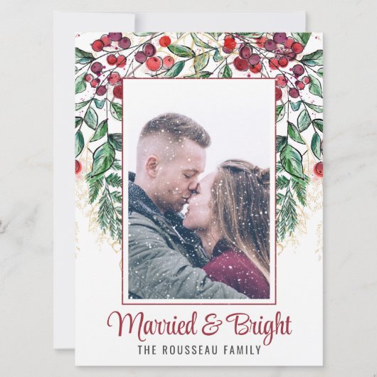 水色の果実の常緑結婚したと明るい シーズンカード (正面)