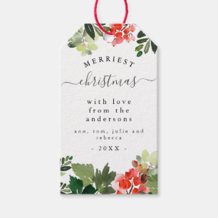 水色の果実の緑のクリスマメリース ギフトタグ