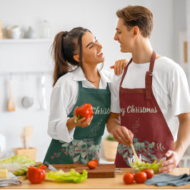 水色の果実の緑メリークリスマス エプロン