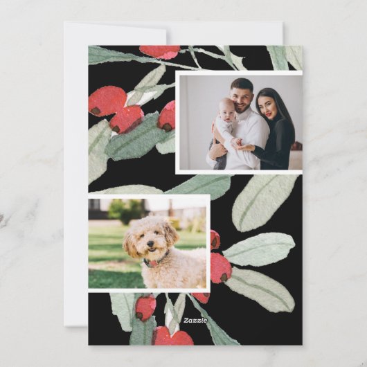 水色の果実金ゴールド黒い新年の写真 シーズンカード (裏面)