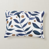 水色の枝と果実 – インジゴとベージュ アクセントクッション (裏面)