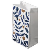 水色の枝と果実 – インジゴとベージュ スモールペーパーバッグ (裏面アングル)