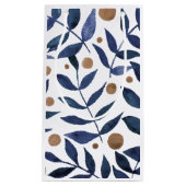 水色の枝と果実 – インジゴとベージュ スモールペーパーバッグ (正面)