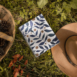 水色の枝と果実 – インジゴとベージュ ノートブック