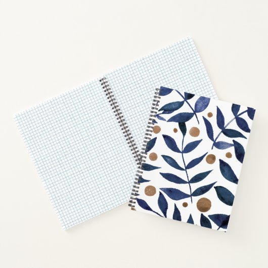 水色の枝と果実 – インジゴとベージュ ノートブック (内部)