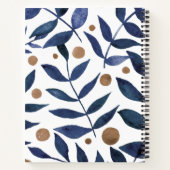 水色の枝と果実 – インジゴとベージュ ノートブック (裏面)