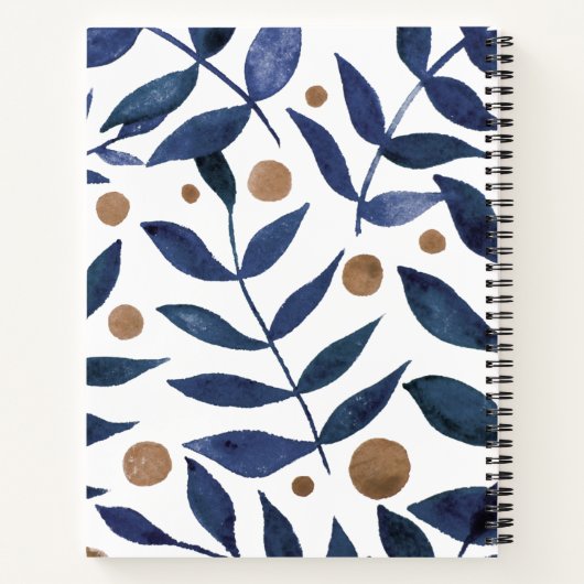 水色の枝と果実 – インジゴとベージュ ノートブック (裏面)