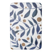 水色の枝と果実 – インジゴとベージュ バスマット (正面縦)