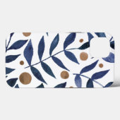 水色の枝と果実 – インジゴとベージュ Case-Mate iPhoneケース (裏面 (横))