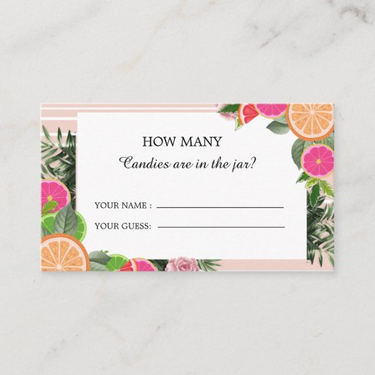 水色の柑橘類はキャンディーの数を推測する エンクロージャーカード (正面)