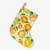 水色の柑橘類、トロピカルパターン。 スモールクリスマスストッキング (正面 (吊り時))