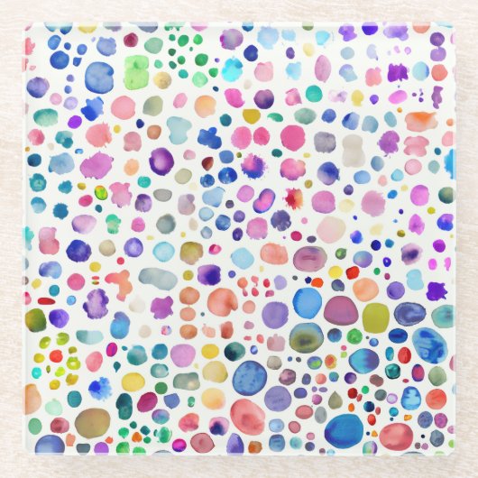 水色の染み ガラスコースター (正面)