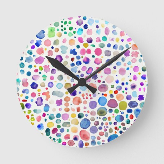 水色の染み ラウンド壁時計 (正面)