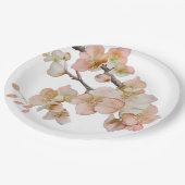 水色の柔らかいオレンジ色のピンクの木の花 ペーパープレート (アングル)