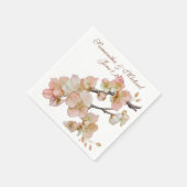 水色の柔らかいオレンジ色のピンクの緑の木の花 スタンダードカクテルナプキン (角)