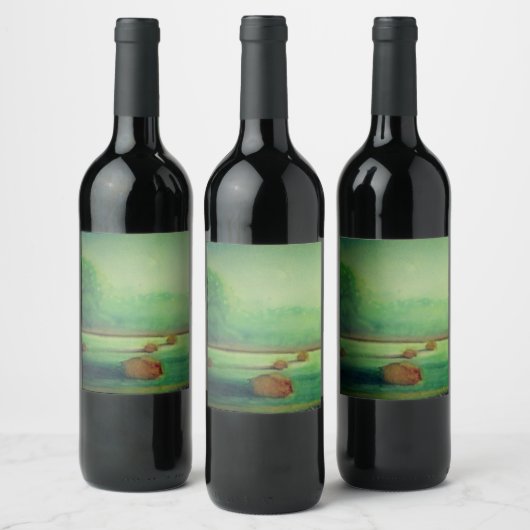 水色の柔らかい牧草地の牧草地の牧草地の牧草地 ワインラベル (ボトル)