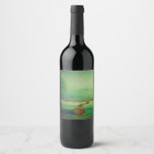 水色の柔らかい牧草地の牧草地の牧草地の牧草地 ワインラベル (正面)