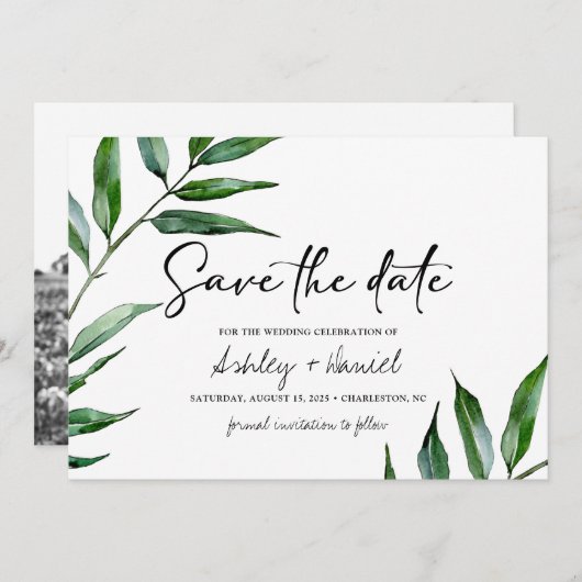 水色の柳離れのカードを保存 セーブザデート (正面/裏面)