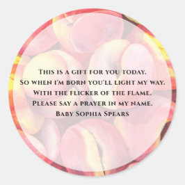 水色の桃 – 祈りの言葉キャンドルシール ラウンドシール