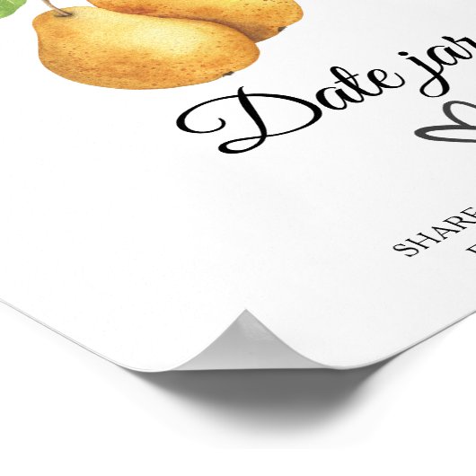 水色の梨ブライダルシャワー日付ナイトアイディア ポスター (角)