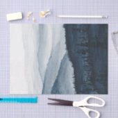 水色の森の木の丘の風景のムーディ 薄葉紙 (クラフト)