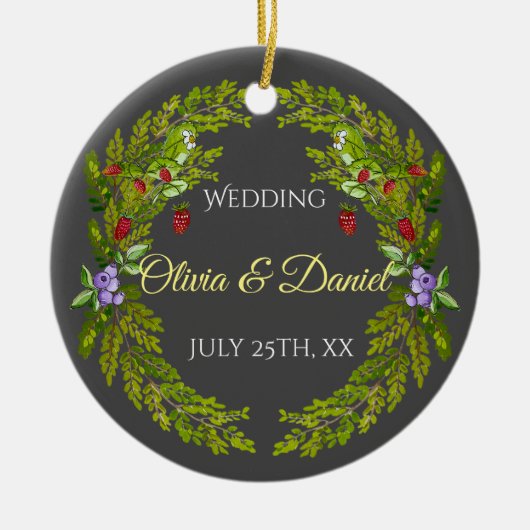 水色の森の果実と結婚キノコの水 セラミックオーナメント (正面)