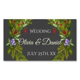 水色の森の果実と結婚キノコの水 マグネット名刺