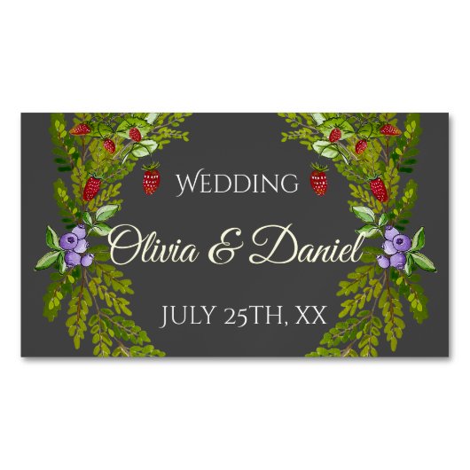 水色の森の果実と結婚キノコの水 マグネット名刺 (正面)