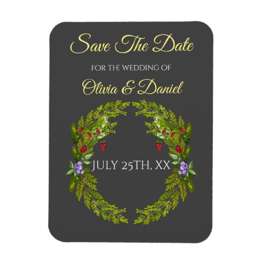 水色の森の果実と結婚キノコの水 マグネット (縦)