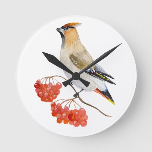 水色の森の鳥の放浪 ラウンド壁時計 (正面)