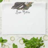 水色の森林鳥 キッチンタオル (折り畳み)