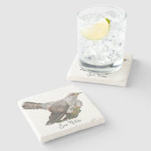 水色の森林鳥 ストーンコースター (横)
