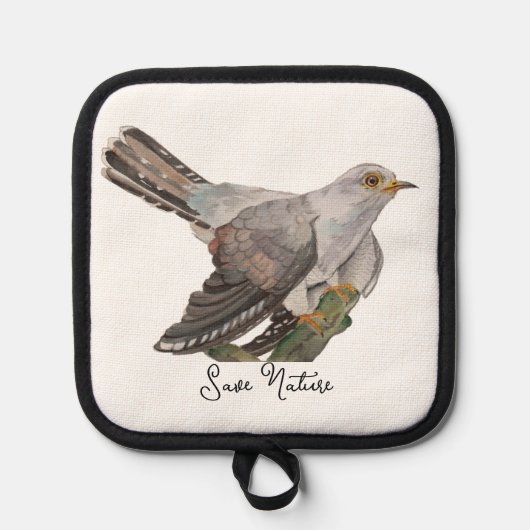 水色の森林鳥 鍋敷き (正面)