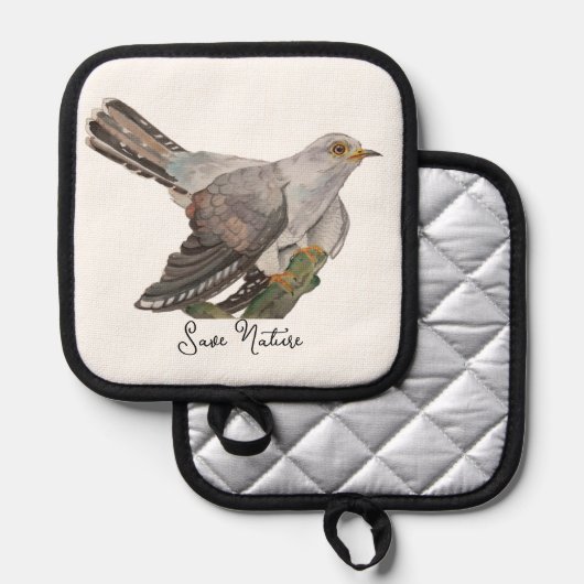 水色の森林鳥 鍋敷き (正面/裏面)