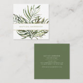 水色の植物の葉と金ゴールド詳細 スクエア名刺 (正面/裏面)