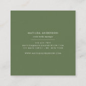 水色の植物の葉と金ゴールド詳細 スクエア名刺 (裏面)