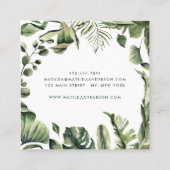 水色の植物の葉のトロピカルモダンな スクエア名刺 (裏面)