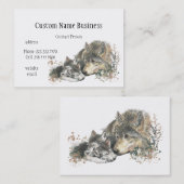水色の母または父ウルフと子牛 名刺 (正面/裏面)