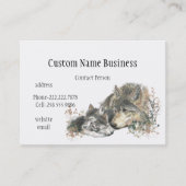 水色の母または父ウルフと子牛 名刺 (正面)