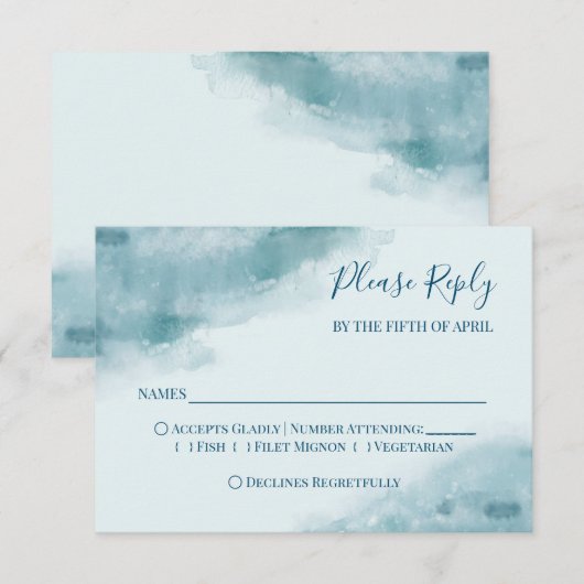 水色の氷色（青） 出欠カード (正面/裏面)