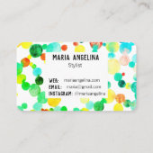 水色の泡の斑点とドット黄色の青の緑 名刺 (裏面)