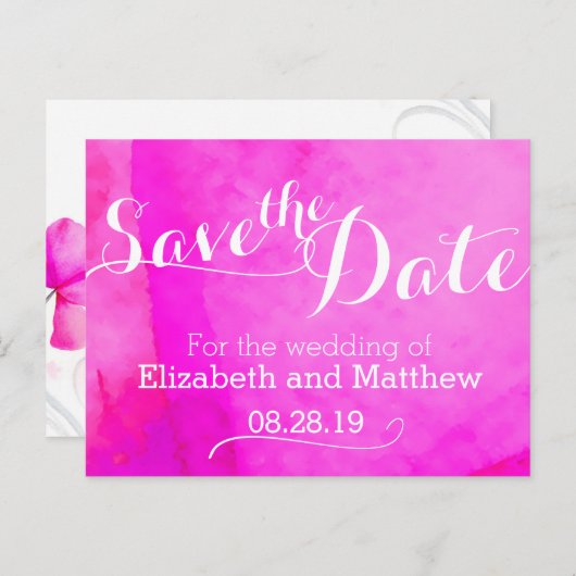 水色の洗絵を描流ピンクはデータカードを保存 案内ポストカード (正面/裏面)