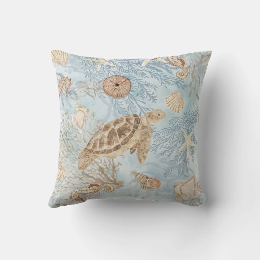 水色の海のヒマガタメのヒトデ クッション (裏面)