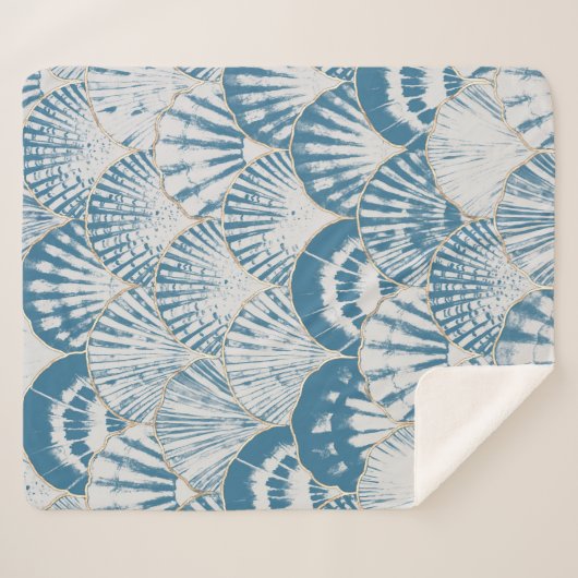 水色の海の貝日本波シームレスなパターン シェルパブランケット (正面(横))