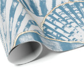 水色の海の貝日本波シームレスなパターン ラッピングペーパー (ロールコーナー)