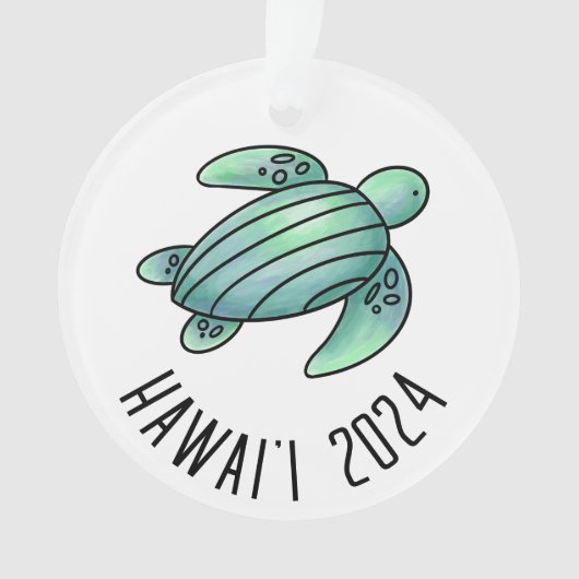 水色の海色彩の鮮やか亀ハワイ青い緑 オーナメント (正面)