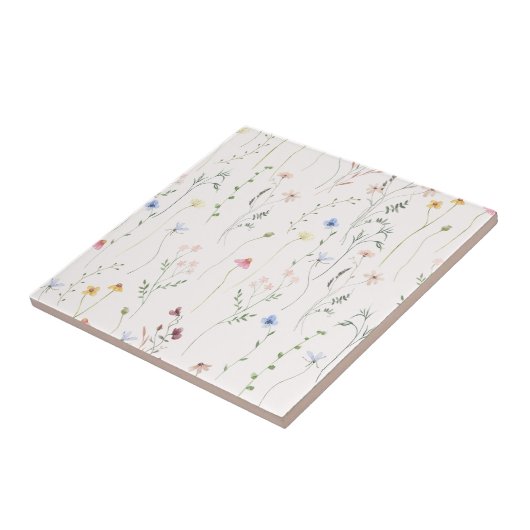 水色の淡いピンクの草原 タイル (側面)