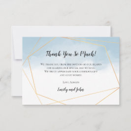 水色の淡色金ゴールド幾何学的な写真 サンキューカード