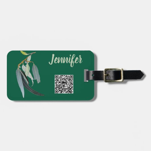 水色の濃い緑の名前離れ付き色 ラゲッジタグ (正面横)